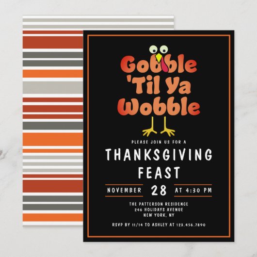 Invitation Gobble 'Til Ya Wobble | Repas de Thanksgiving (Devant / Derrière)