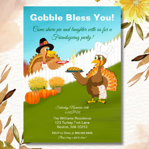 Invitation Gobble vous bénisse Funny Turkey's Friendsgiving