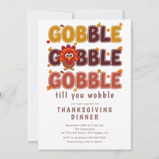 Invitation Gobble & Wobble Thanksgiving (Devant)