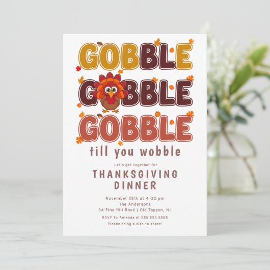 Invitation Gobble & Wobble Thanksgiving (Debout devant)