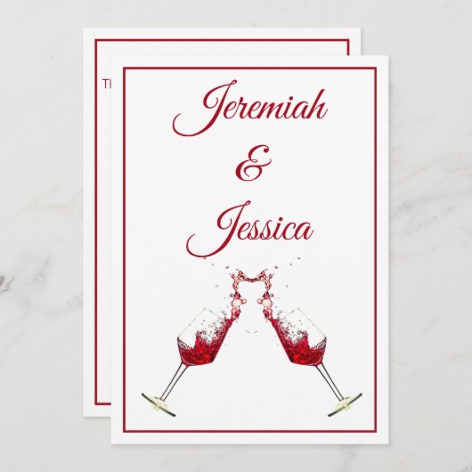 Invitation Gobelets à vin rouge (Devant / Derrière)