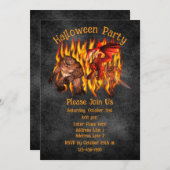 Invitation Gobelin effrayant Créatures Flames Halloween (Devant / Derrière)