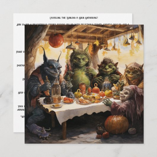 Invitation 👻 "Goblins & Grub Gathering" 🍽️ ! 🍽️ 👻 Hallowe (Devant / Derrière)