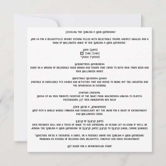 Invitation 👻 "Goblins & Grub Gathering" 🍽️ ! 🍽️ 👻 Hallowe (Dos)