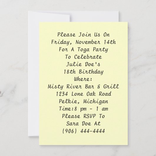 Invitation Goddess & Peacock Toga Party (Dos)