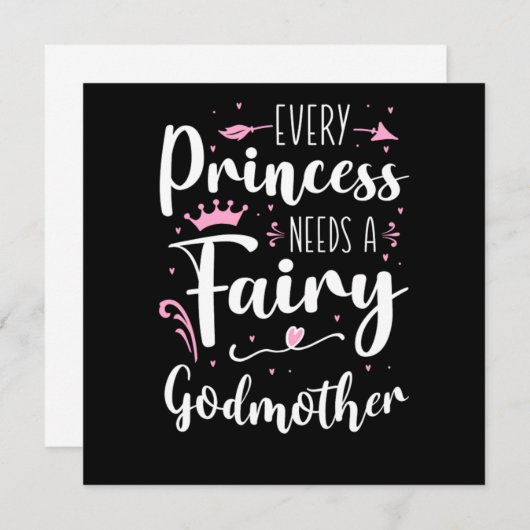 Invitation Godmère Chaque Princesse A Besoin D'Une Godmère Fé (Devant / Derrière)