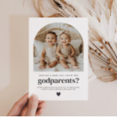 Invitation Godparents Arched Photo Proposal Boy Girl Twins