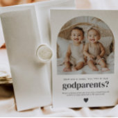 Invitation Godparents Arched Photo Proposal Boy Girl Twins