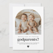 Invitation Godparents Arched Photo Proposal Boy Girl Twins (Devant)