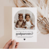 Invitation Godparents Arched Photo Proposal Boy Twins