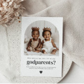 Invitation Godparents Arched Photo Proposal Boy Twins