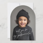 Invitation Godparents Handwritten Proposal Photo Arch Boy (Devant)