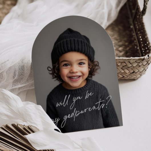 Invitation Godparents Handwritten Proposal Photo Arch Boy