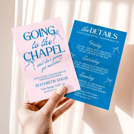 Invitation Going to the Chapel Bachelorette Weekend