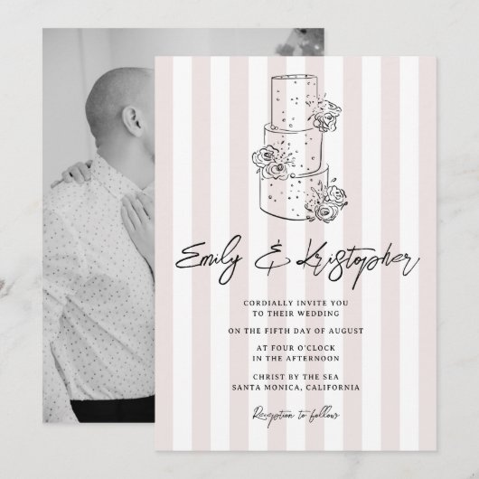 Invitation Going to the Chapel Stripe Wedding Photo (Devant / Derrière)