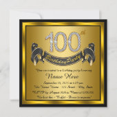 Invitation Gold 100th Birthday Party (Devant)