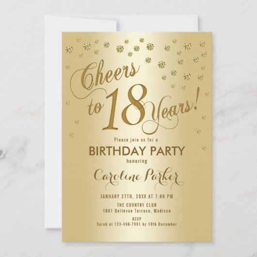 Invitation Gold 18th Birthday Party (Devant)