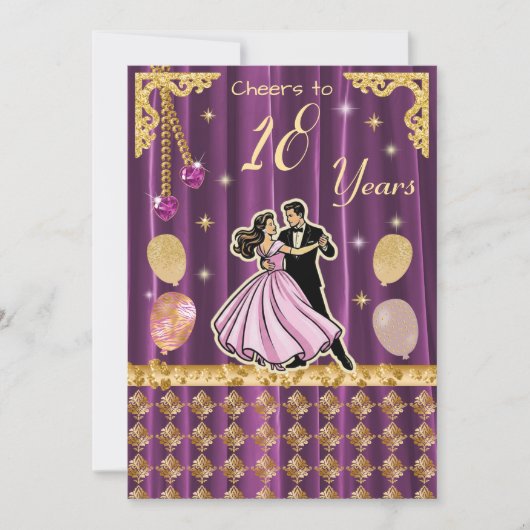 Invitation Gold 18th Birthday | Step into adulthood in style  (Devant)