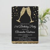 Invitation Gold 21e Anniversaire de la fête Diamond Champagne (Debout devant)