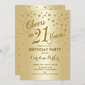 Invitation Gold 21e fête d'anniversaire (Devant / Derrière)