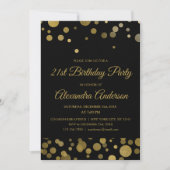 Invitation Gold 21e fête d'anniversaire Gold Confetti (Devant)