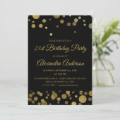 Invitation Gold 21e fête d'anniversaire Gold Confetti (Debout devant)