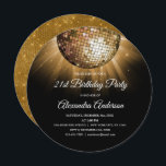 Invitation Gold 21st Anniversaire Party Gold Disco Ball<br><div class="desc">Gold Vingt-et-unième fête d'anniversaire Gold Disco Ball Party Invitation. L'Invitation Gold and Black 21st Birthday Party est parfaite pour une fête moderne 21st Birthday Party.</div>