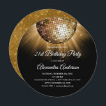 Invitation Gold 21st Anniversaire Party Gold Disco Ball<br><div class="desc">Gold Vingt-et-unième fête d'anniversaire Gold Disco Ball Party Invitation. L'Invitation Gold and Black 21st Birthday Party est parfaite pour une fête moderne 21st Birthday Party.</div>