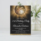 Invitation Gold 21st Anniversaire Party Gold Disco Ball (Debout devant)