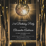 Invitation Gold 21st Anniversaire Party Gold Disco Ball<br><div class="desc">Gold Vingt-et-unième fête d'anniversaire Gold Disco Ball Party Invitation. L'Invitation Gold and Black 21st Birthday Party est parfaite pour une fête moderne 21st Birthday Party.</div>