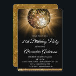 Invitation Gold 21st Anniversaire Party Gold Disco Ball<br><div class="desc">Gold Vingt-et-unième fête d'anniversaire Gold Disco Ball Party Invitation. L'Invitation Gold and Black 21st Birthday Party est parfaite pour une fête moderne 21st Birthday Party.</div>