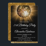 Invitation Gold 21st Anniversaire Party Gold Disco Ball<br><div class="desc">Gold Vingt-et-unième fête d'anniversaire Gold Disco Ball Party Invitation. L'Invitation Gold and Black 21st Birthday Party est parfaite pour une fête moderne 21st Birthday Party.</div>