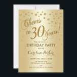 Invitation Gold 30th Birthday Party<br><div class="desc">30e anniversaire invitation pour femmes ou hommes. Elégante carte or invitation avec police de script et confetti. Bravo à 30 ans ! Parfait pour une fête d'anniversaire d'adulte.</div>