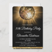 Invitation Gold 30th Birthday Party Gold Disco Ball (Devant)
