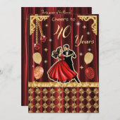 Invitation Gold 40th Birthday Celebration |The Ruby Jubilee (Devant / Derrière)