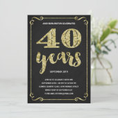 Invitation Gold 40th Birthday Party (Debout devant)