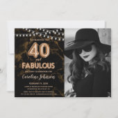 Invitation Gold 40th Birthday Party - 40 & Fabuleux (Devant)
