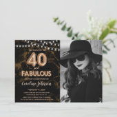 Invitation Gold 40th Birthday Party - 40 & Fabuleux (Debout devant)