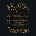Invitation Gold 40th Birthday Party Gold Confetti<br><div class="desc">Gold Quarantième Anniversaire Soirée Gold Confetti Invitation. L'invitation Gold and Black 40th Birthday Party est parfaite pour une fête moderne de 40th Birthday Party.</div>