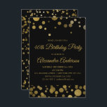 Invitation Gold 40th Birthday Party Gold Confetti<br><div class="desc">Gold Quarantième Anniversaire Soirée Gold Confetti Invitation. L'invitation Gold and Black 40th Birthday Party est parfaite pour une fête moderne de 40th Birthday Party.</div>