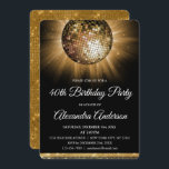 Invitation Gold 40th Birthday Party Gold Disco Ball<br><div class="desc">Gold Quarantième Anniversaire Gold Disco Ball Party Invitation. L'invitation Gold and Black 40th Birthday Party est parfaite pour une fête moderne de 40th Birthday Party.</div>