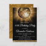 Invitation Gold 40th Birthday Party Gold Disco Ball<br><div class="desc">Gold Quarantième anniversaire Gold Disco Ball Party Invitation. L'Invitation Gold and Black 40th Birthday Party Invitation est parfaite pour une fête moderne du 40th Birthday Party.</div>