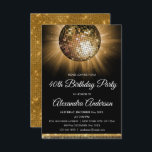 Invitation Gold 40th Birthday Party Gold Disco Ball<br><div class="desc">Gold Quarantième Anniversaire Gold Disco Ball Party Invitation. L'invitation Gold and Black 40th Birthday Party est parfaite pour une fête moderne de 40th Birthday Party.</div>