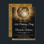 Invitation Gold 40th Birthday Party Gold Disco Ball<br><div class="desc">Gold Quarantième Anniversaire Gold Disco Ball Party Invitation. L'invitation Gold and Black 40th Birthday Party est parfaite pour une fête moderne de 40th Birthday Party.</div>