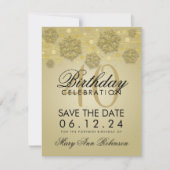 Invitation Gold 40th Birthday Save Date Winter (Devant)