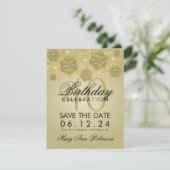 Invitation Gold 40th Birthday Save Date Winter (Debout devant)