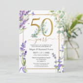 Invitation Gold 50e anniversaire Mariage Lavande violette (Debout devant)
