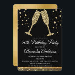 Invitation Gold 50th Anniversaire de la fête Diamond Champagn<br><div class="desc">Gold Cinquantième Anniversaire Partie Diamond Champagne Glass Party Invitation. L'Invitation Gold and Black 50th Birthday Party est parfaite pour une soirée moderne de 50th Birthday Party.</div>