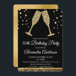 Invitation Gold 50th Anniversaire de la fête Diamond Champagn<br><div class="desc">Gold Cinquantième Anniversaire Partie Diamond Champagne Glass Party Invitation. L'Invitation Gold and Black 50th Birthday Party est parfaite pour une soirée moderne de 50th Birthday Party.</div>