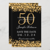 Invitation Gold 50th Birthday Enregistrer la date (Devant / Derrière)